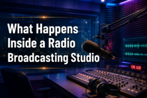 Modern radio broadcasting studio