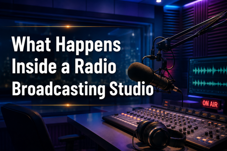 Modern radio broadcasting studio