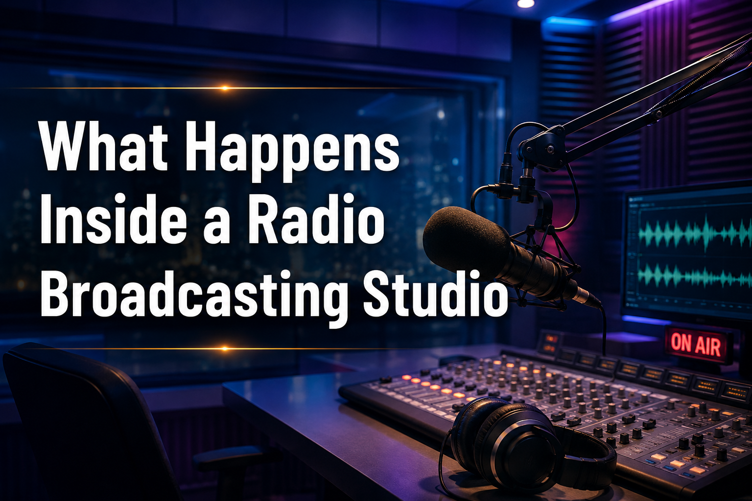 Modern radio broadcasting studio